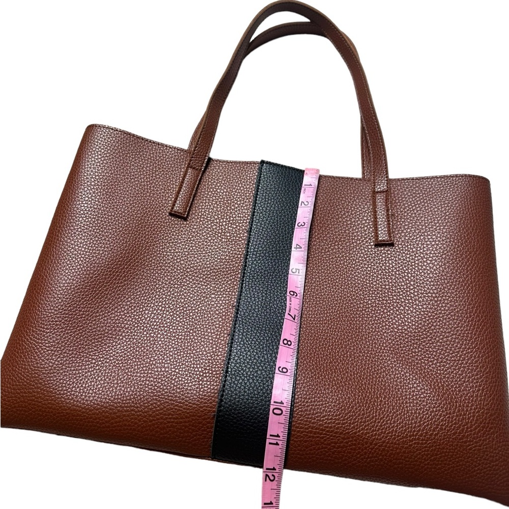 Vince Camuto Luck Tote Vegan Leather Tan & Black - Picture 4 of 10